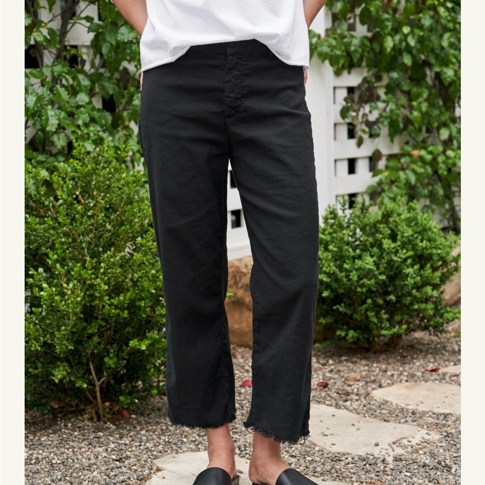 Frank & Eileen Black Linen Cropped Pants